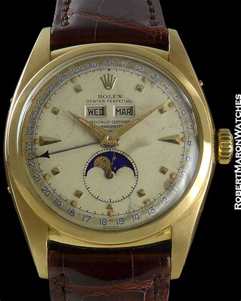 rolex 6062 triple calendar from 1953 in rose gold|Rolex 6062 moon phase.